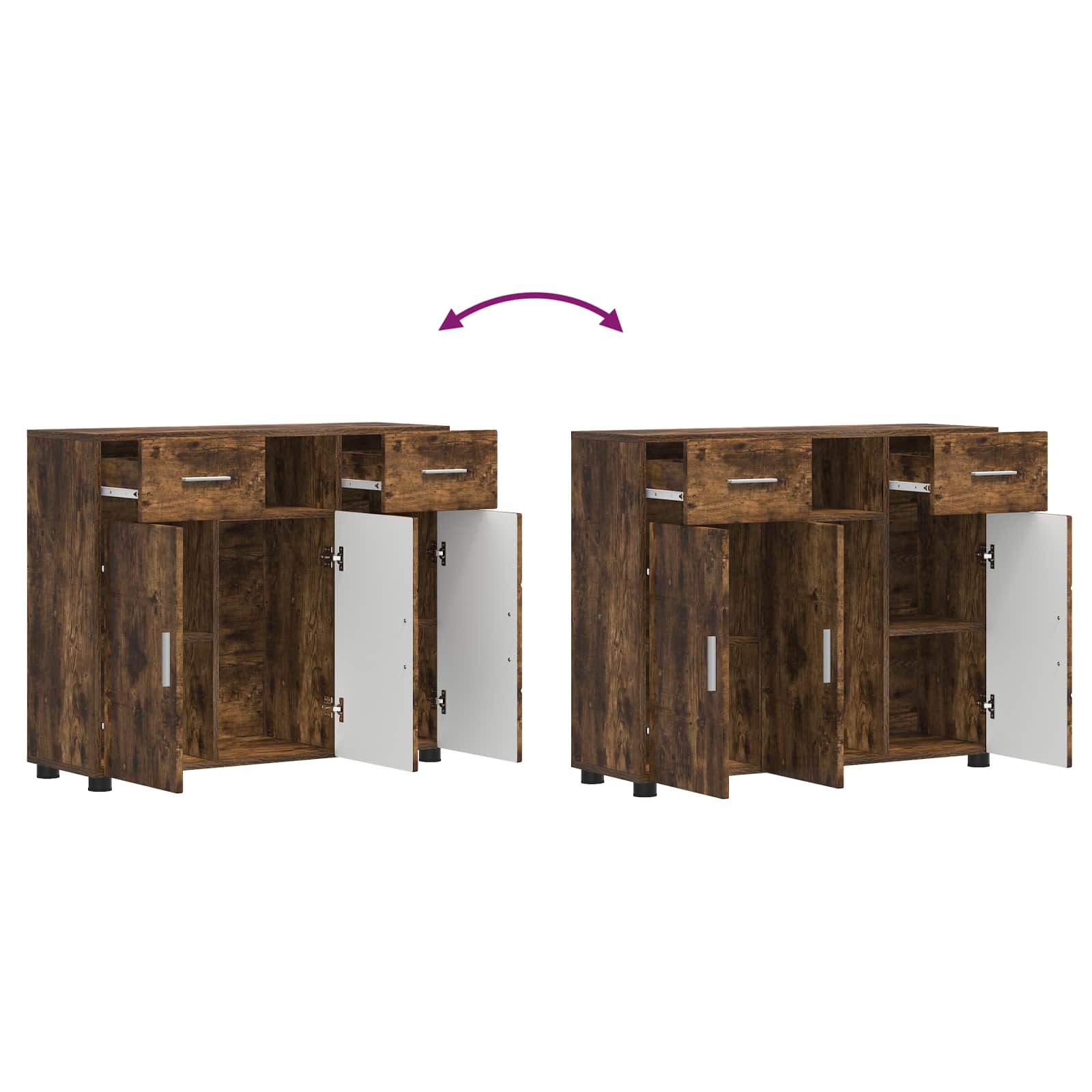 Highboard mit Regal FLORIN Weiß 60 x 35 x 182 cm Holzwerkstoff