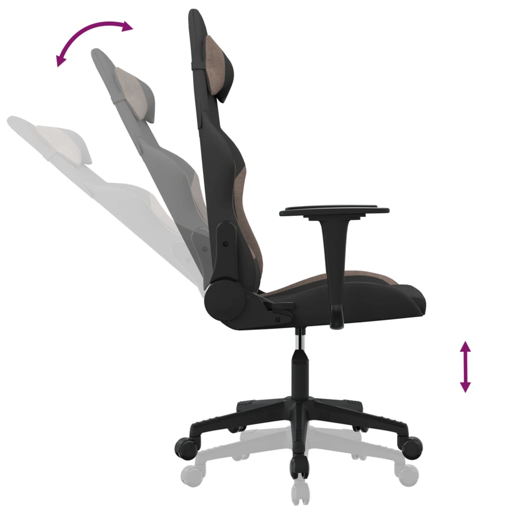 Gaming-Stuhl mit Massagefunktion Schwarz und Creme Stoff