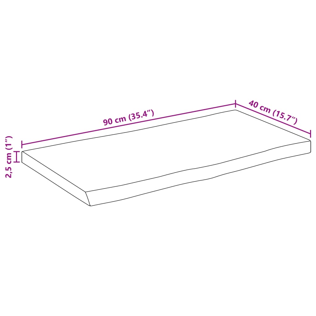 Tischplatte 40x40x2,5 cm Rechteckig Massivholz Akazie Baumkante