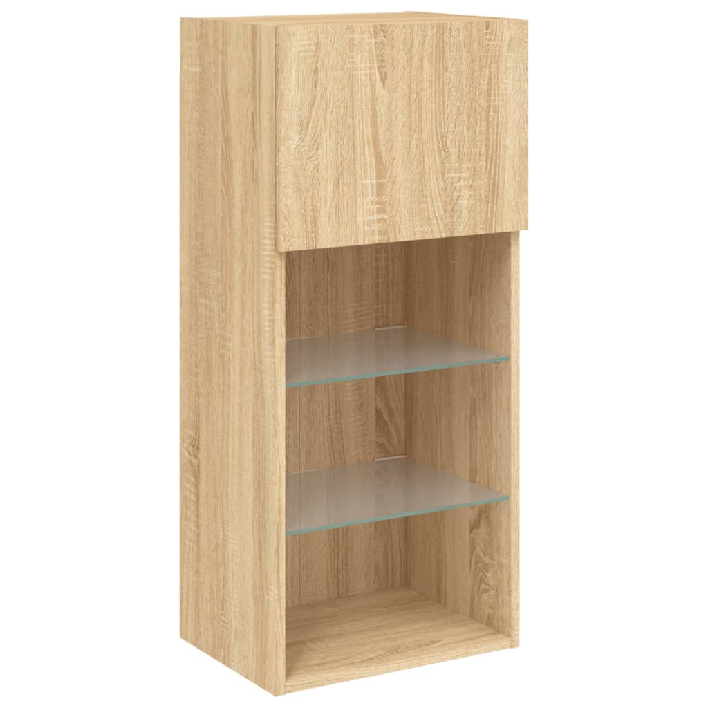 5-tlg. Wohnwand mit LED-Beleuchtung Weiß Holzwerkstoff