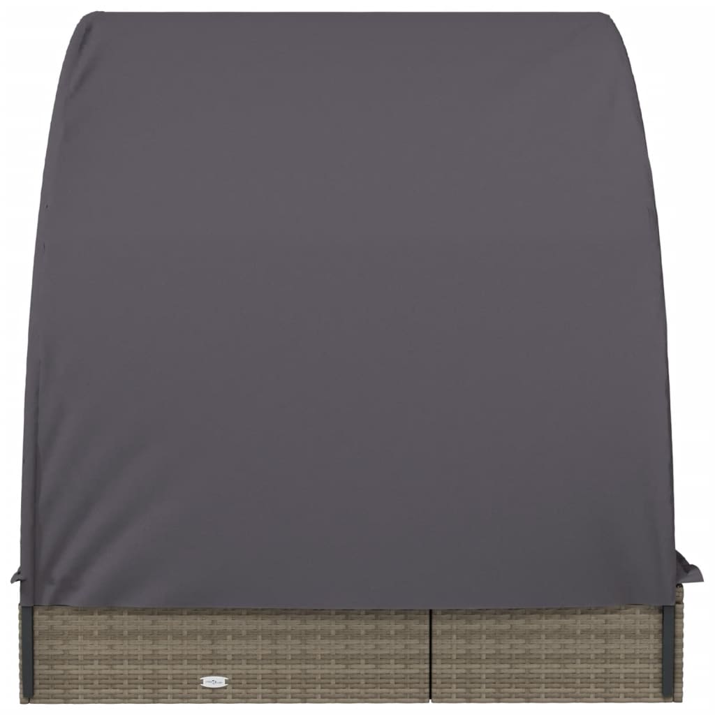 2-Personen-Sonnenliege mit Dach Braun 211x112x140 Poly Rattan