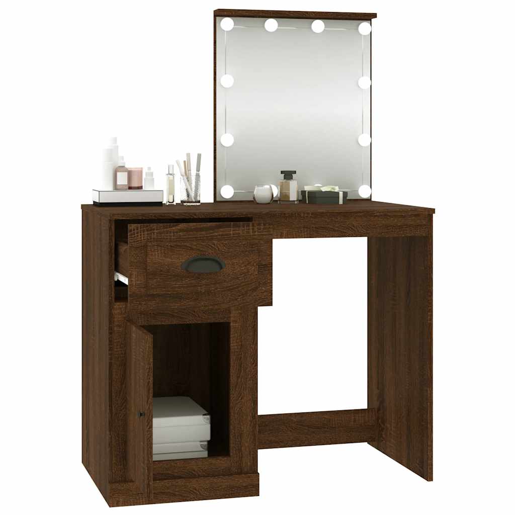 Schminktisch mit Spiegel Weiß 90x50x132,5 cm Holzwerkstoff