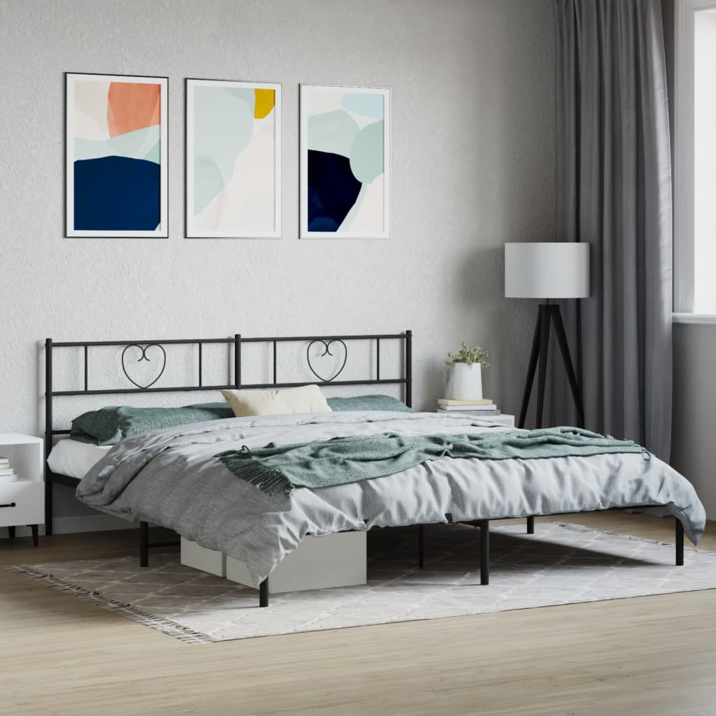 Bettgestell mit Kopfteil Metall Schwarz 100x190 cm