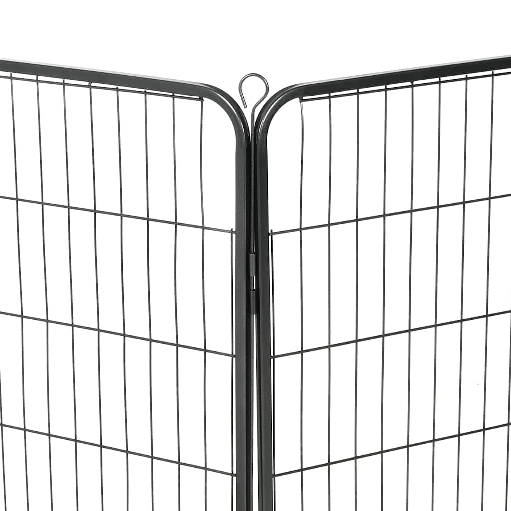 Hunde-Laufgitter 8 Paneele Stahl 60 x 80 cm Schwarz