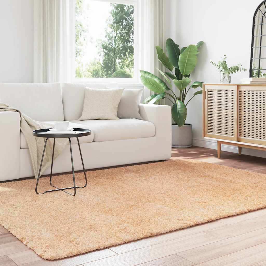 Teppich Shaggy Hochflor NAVARRA Beige 60x100 cm Polyester