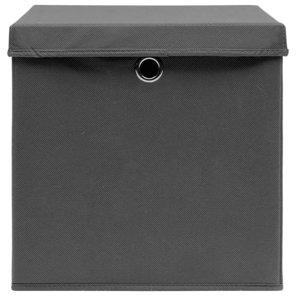 Aufbewahrungsboxen mit Deckeln 10 Stk. 28x28x28 cm Schwarz