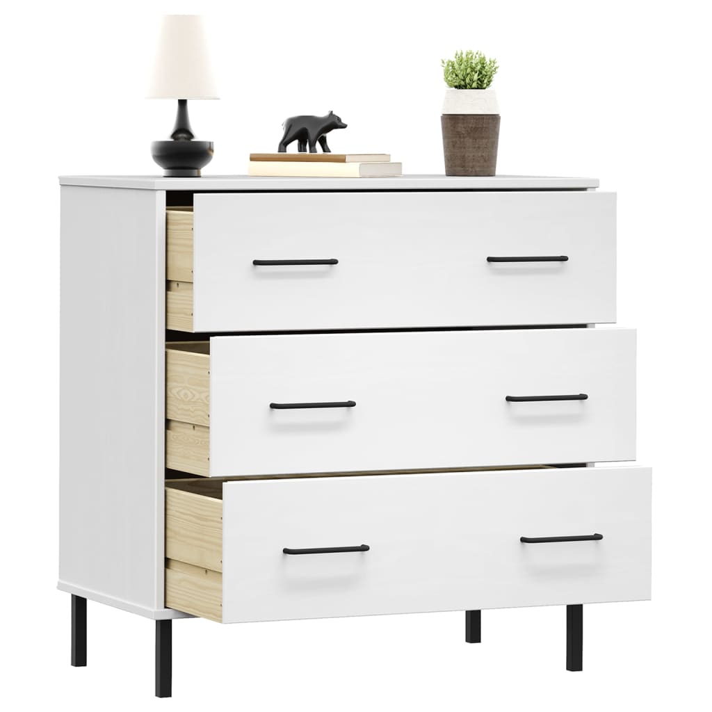 Sideboard OSLO mit 3 Schubladen Grau 77x40x79,5 cm Massivholz