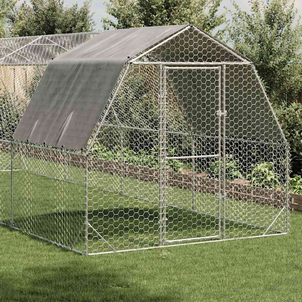 Hühnerstall mit Dach 2,5x4x2,25 m Verzinkter Stahl