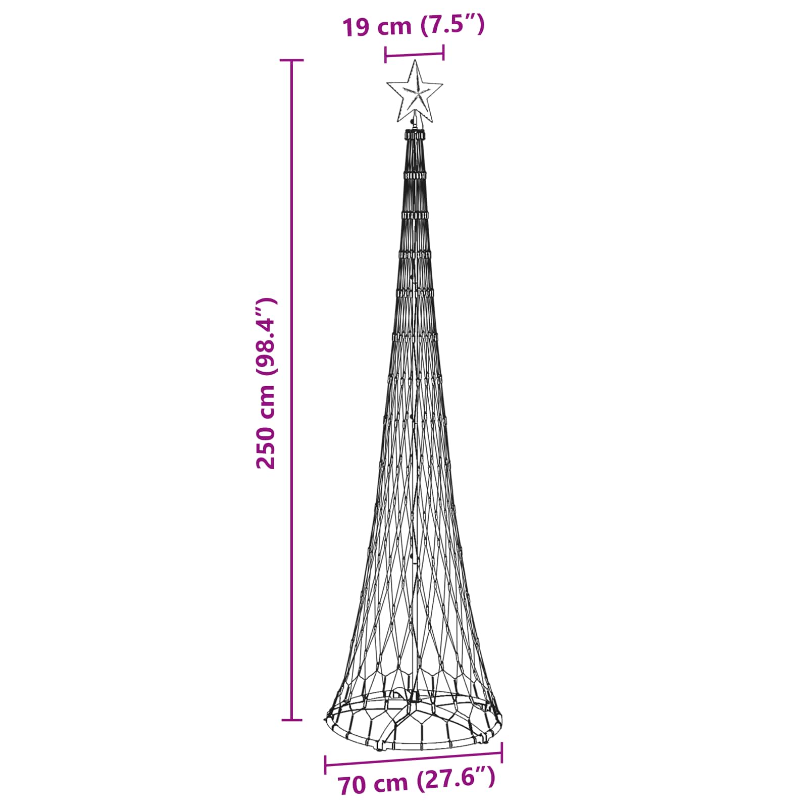 LED-Weihnachtsbaum Warmes Weiß 51 x 51 x 190 cm Metall