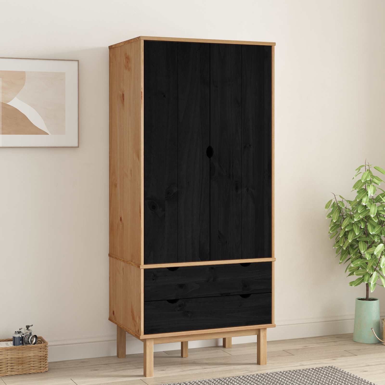 Kleiderschrank OTTA 76,5x53x172 cm Massivholz Kiefer