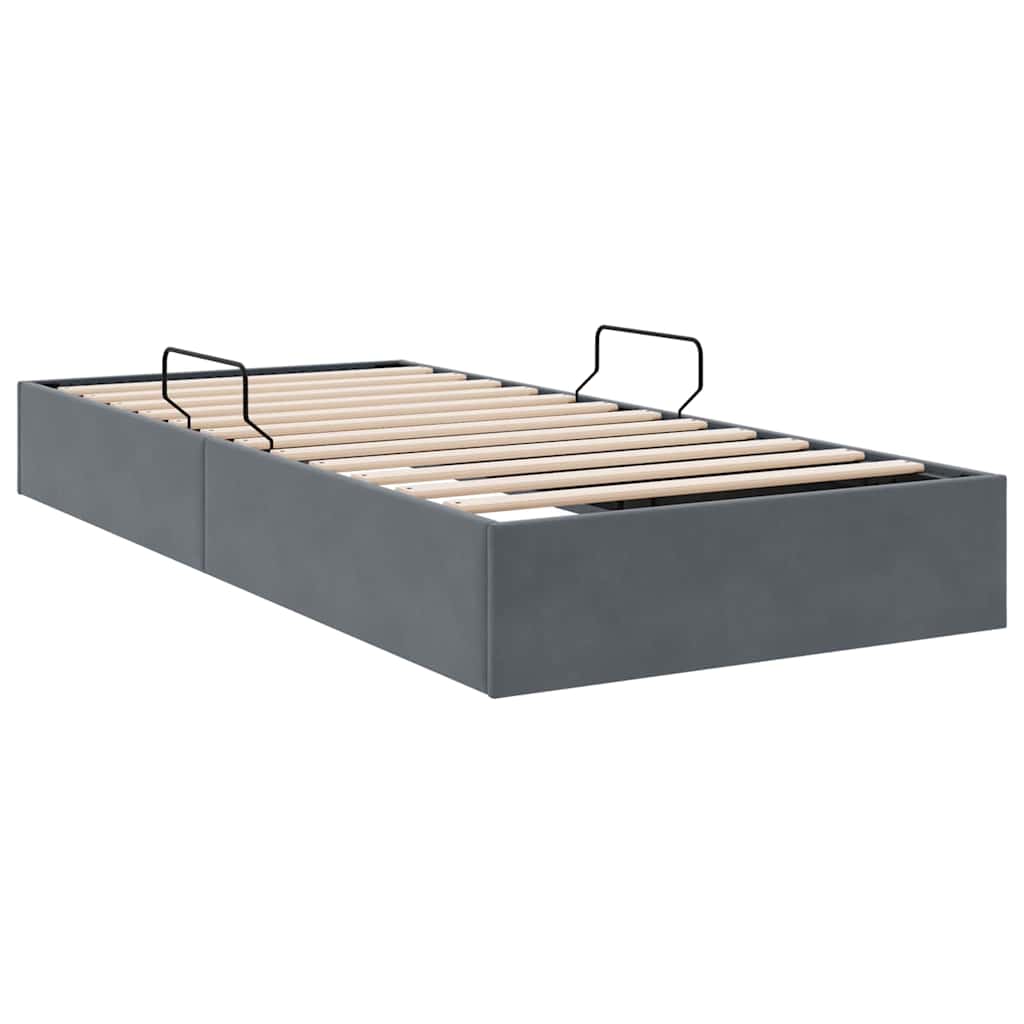 Aufbewahrungsbett mit Matratze Dunkelgrau 100 x 190 cm Samt