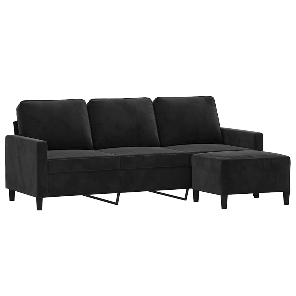 3-Sitzer-Sofa mit Hocker Rosa 180 cm Samt