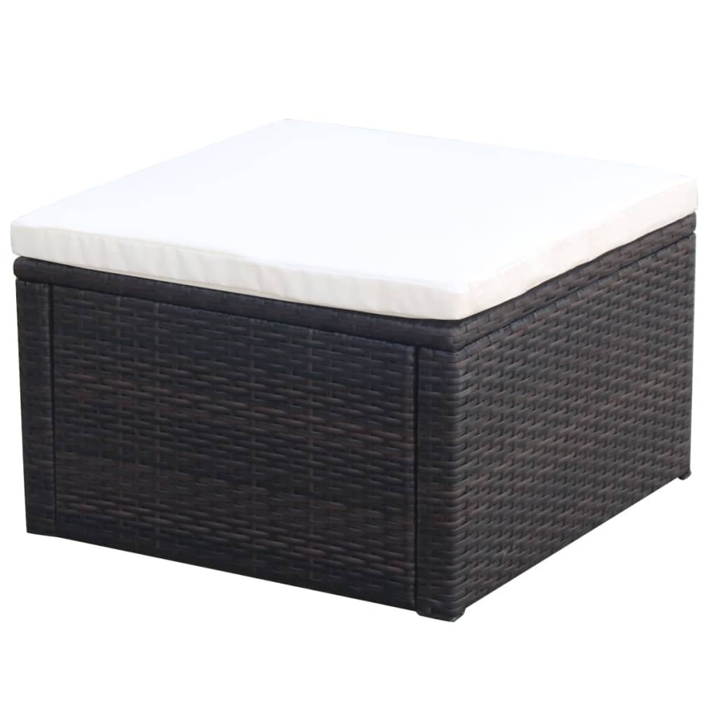 Outdoor-Fußhocker mit Kissen Grau Polyrattan