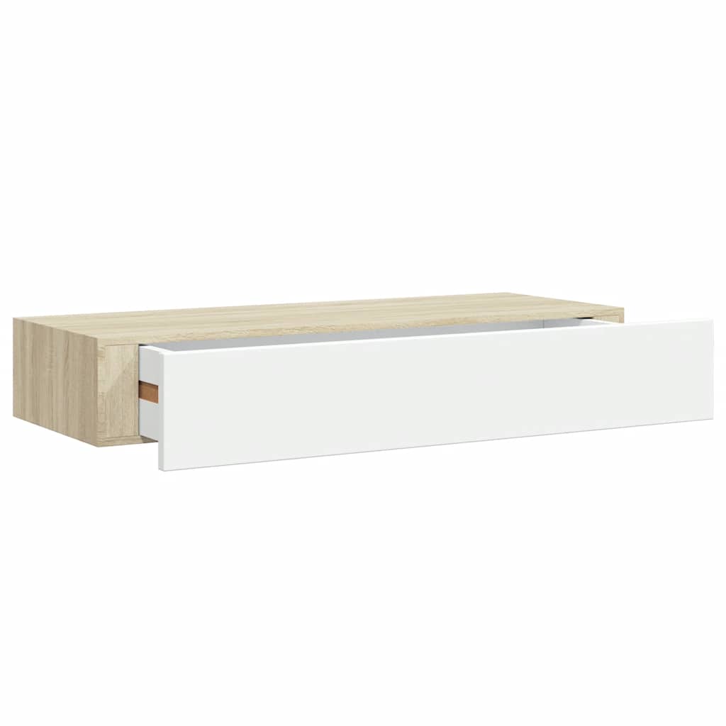 Wandregal mit Schublade Weiß 40x23,5x10 cm MDF