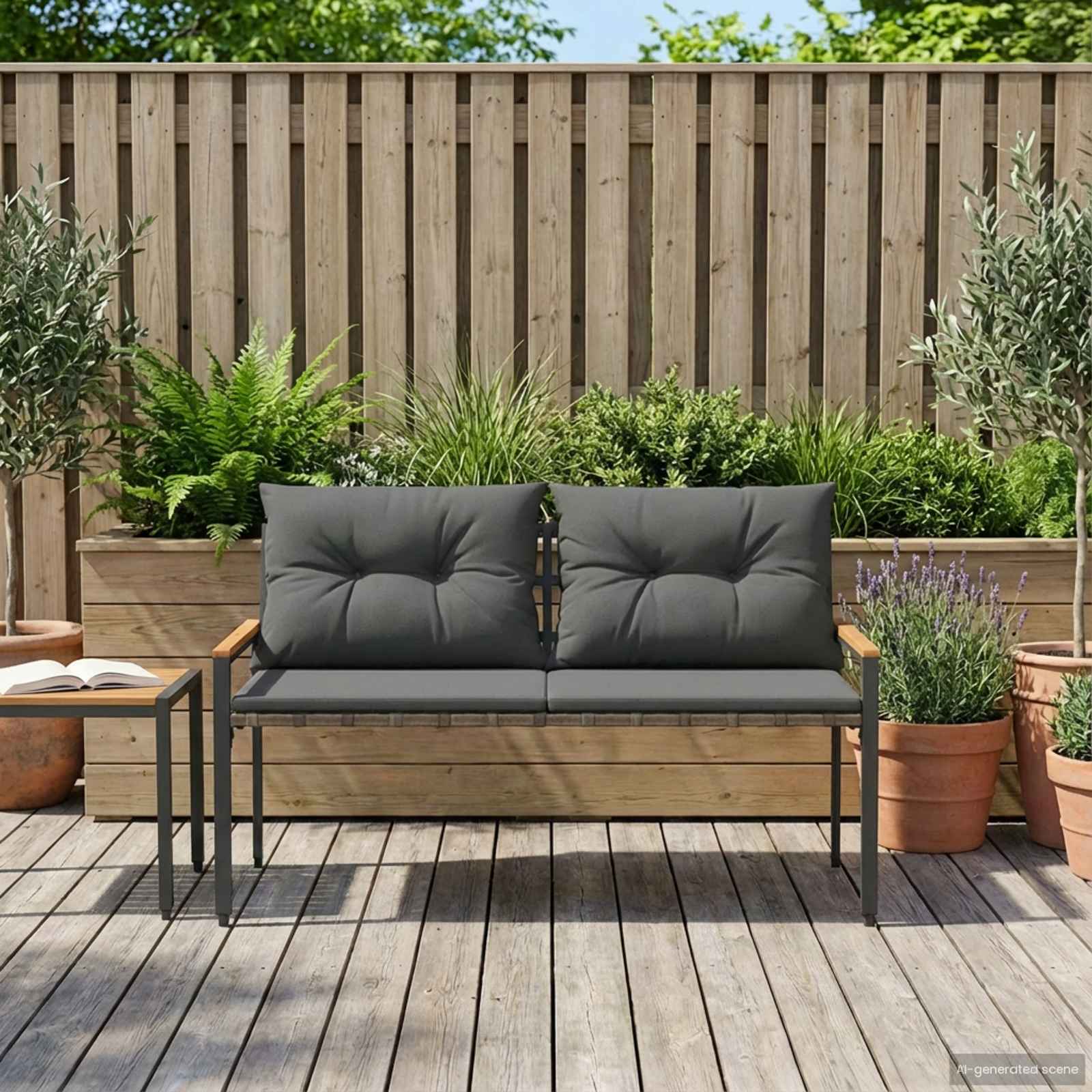 Bank Outdoor 2 -Seater 116 x 67,5 x 72 cm Poly-Rattan Cremeweiß