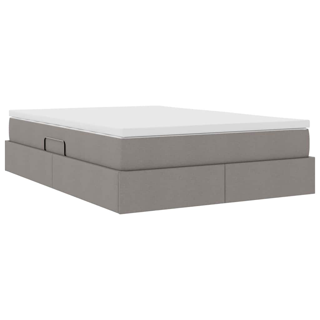 Aufbewahrungsbett mit Matratze Hellgrau 90 x 190 cm Polyester
