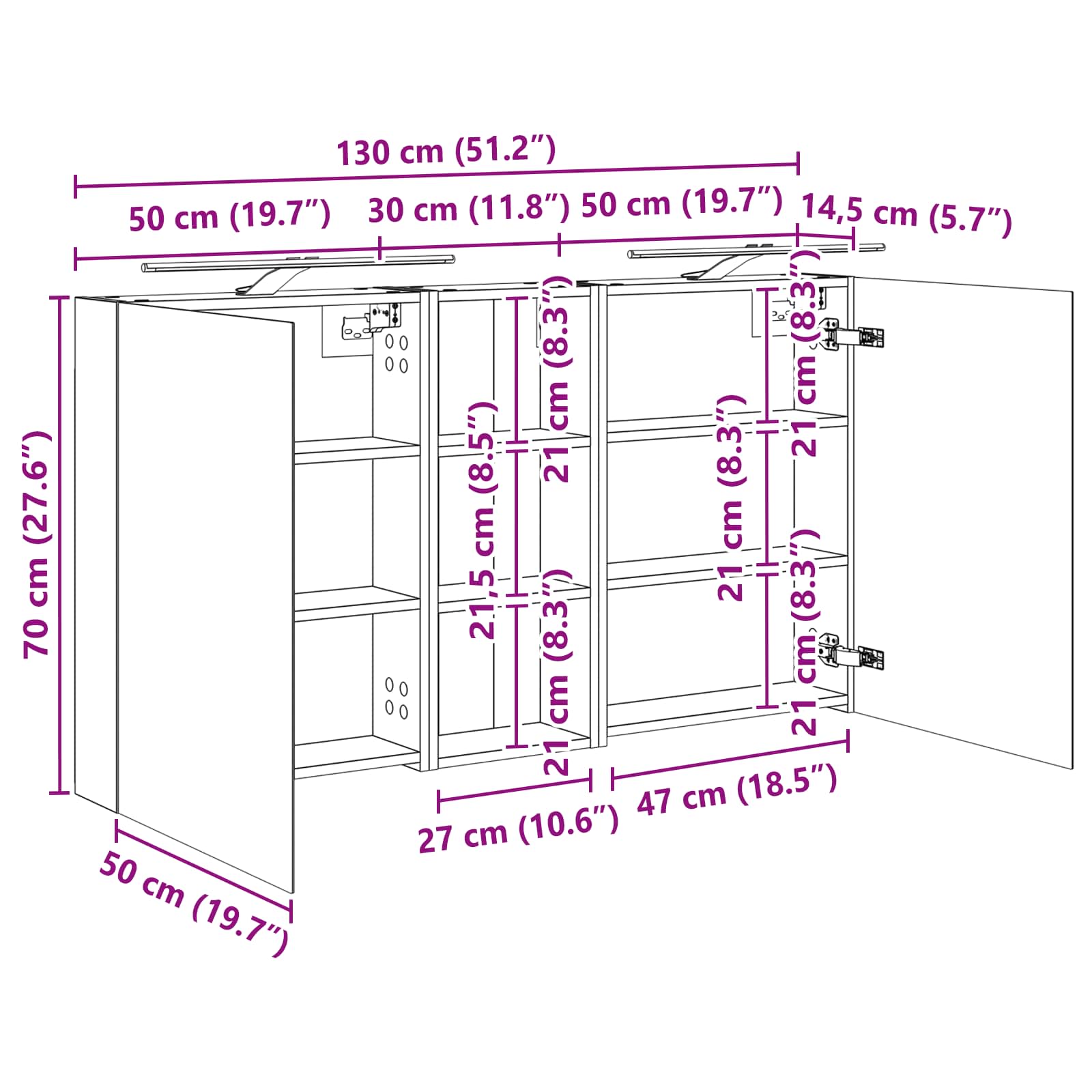 Badezimmerschrank-Set 3 pcs 80 x 10,5 x 50 cm Holzwerkstoff