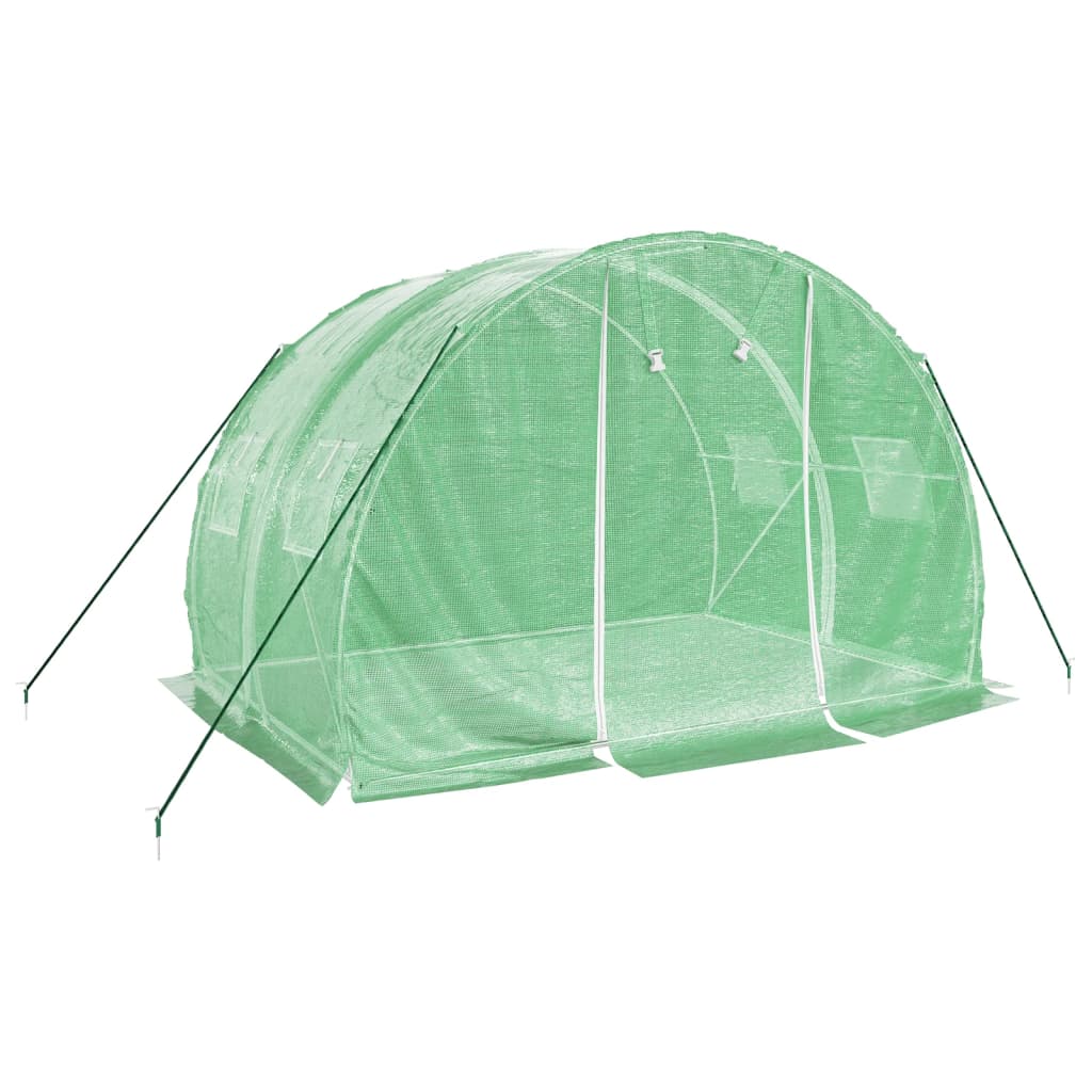 Gewächshaus mit Stahlrahmen Grün 48 m² 16x3x2 m