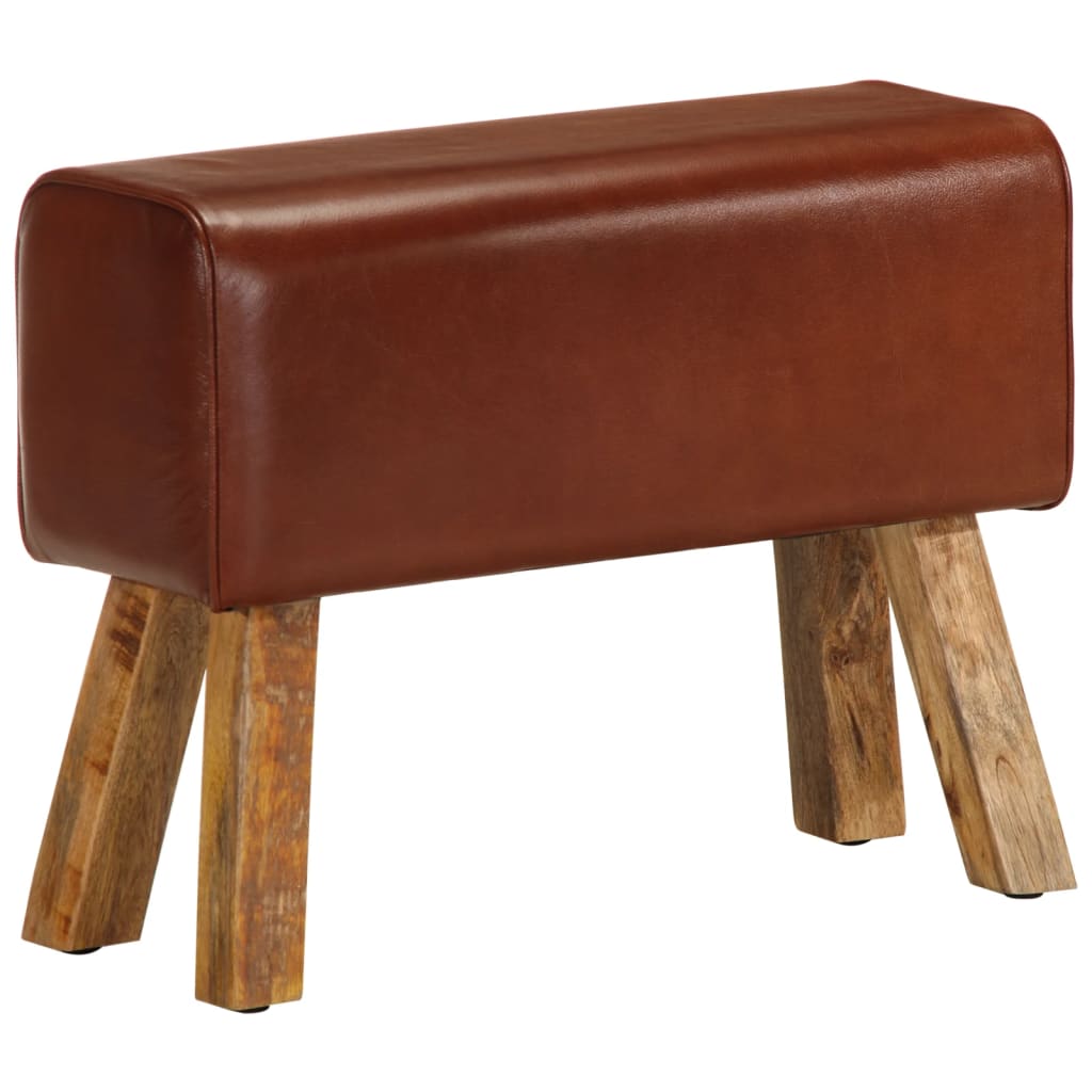 Bank Turnbock-Design 160cm Braun Echtleder Massivholz Akazie