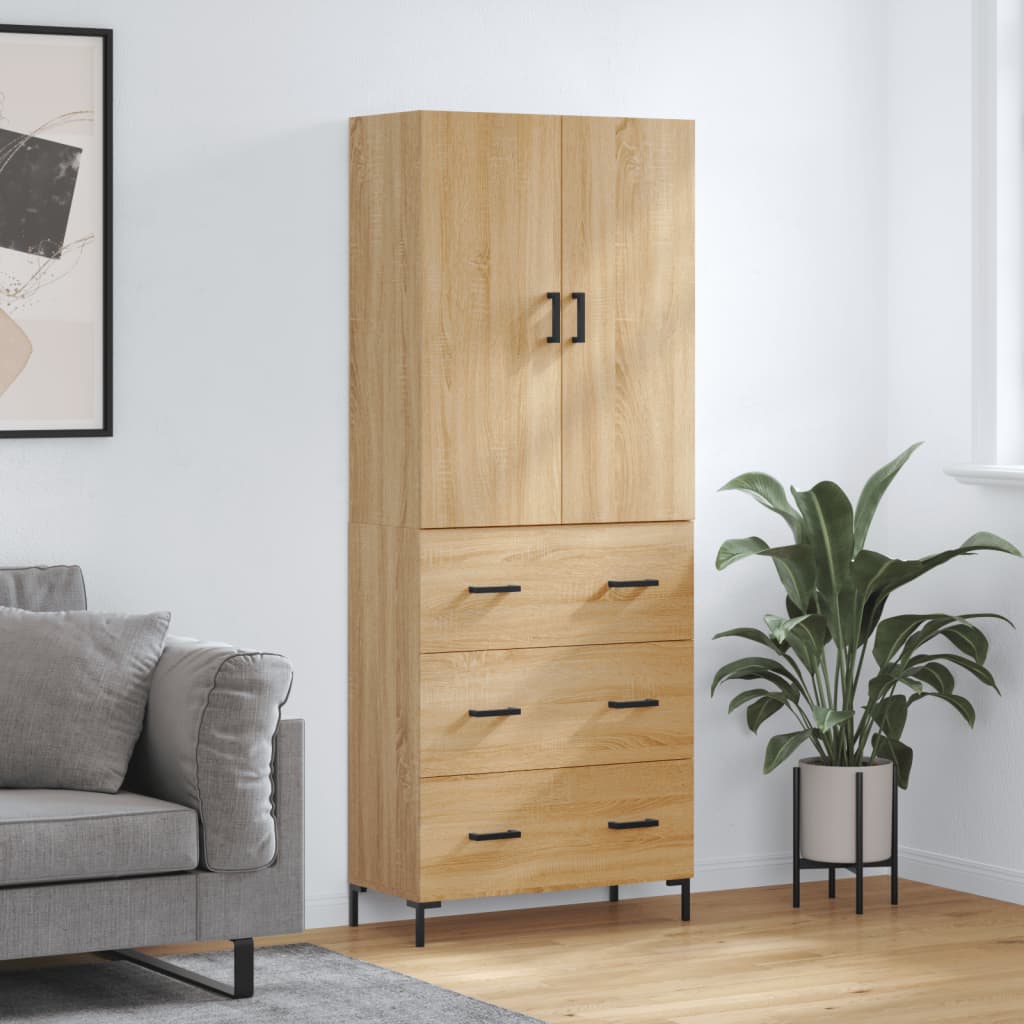 Highboard Betongrau 69,5x34x180 cm Holzwerkstoff