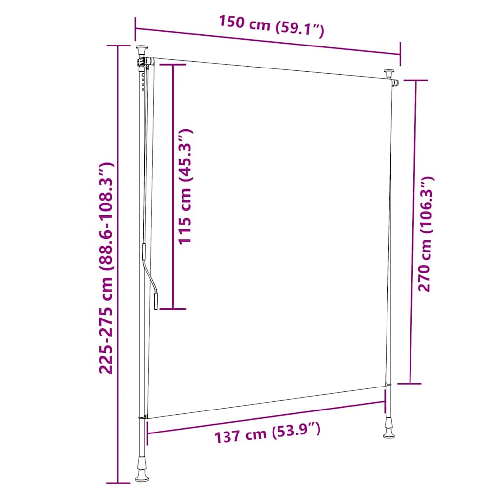 Außenrollo 100 x 270 cm Anthrazit