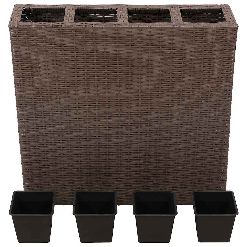 Garten-Hochbeet mit 4 Töpfen 2 Stk. Poly Rattan Grau