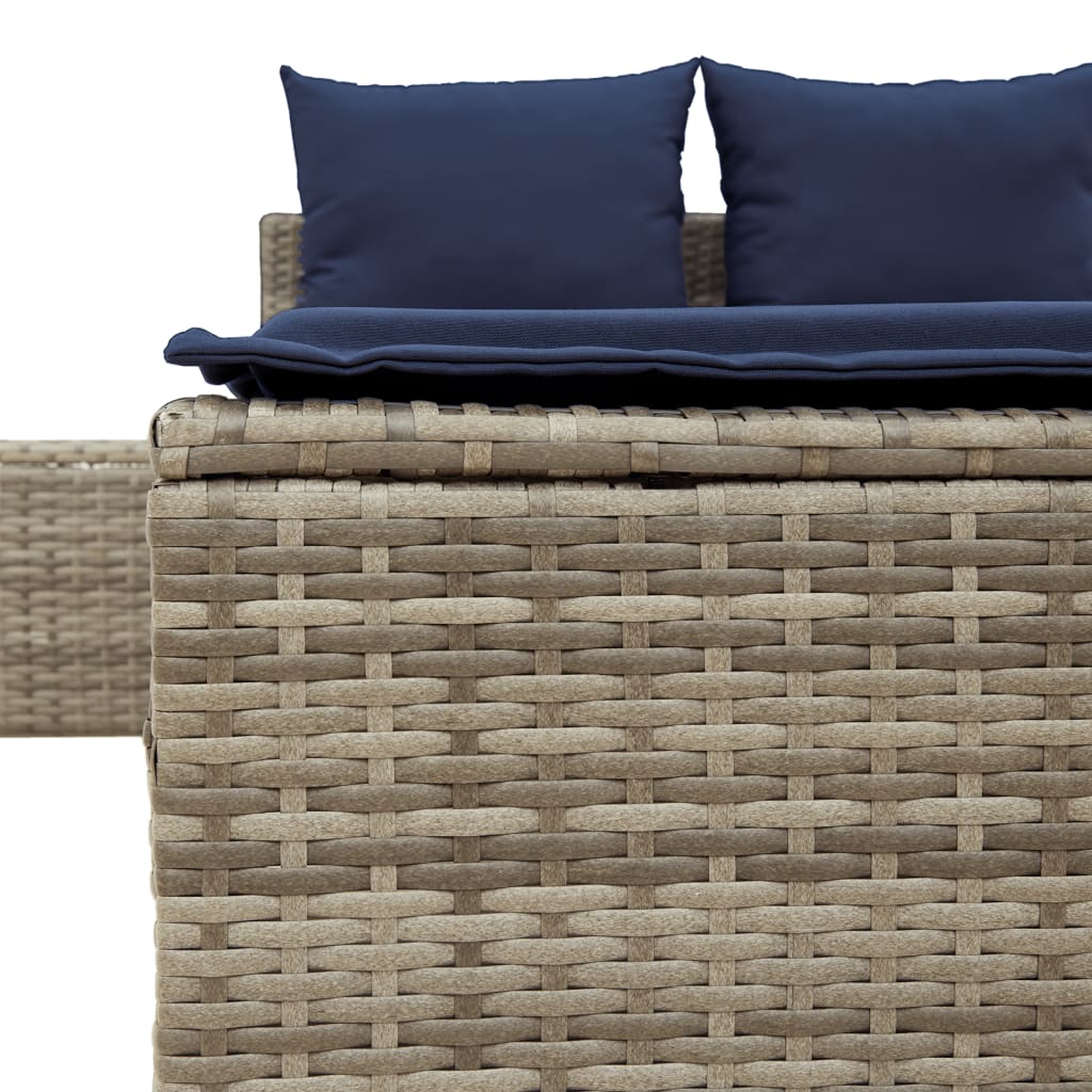 Doppelte Sonnenliege mit Kissen Braun Poly Rattan