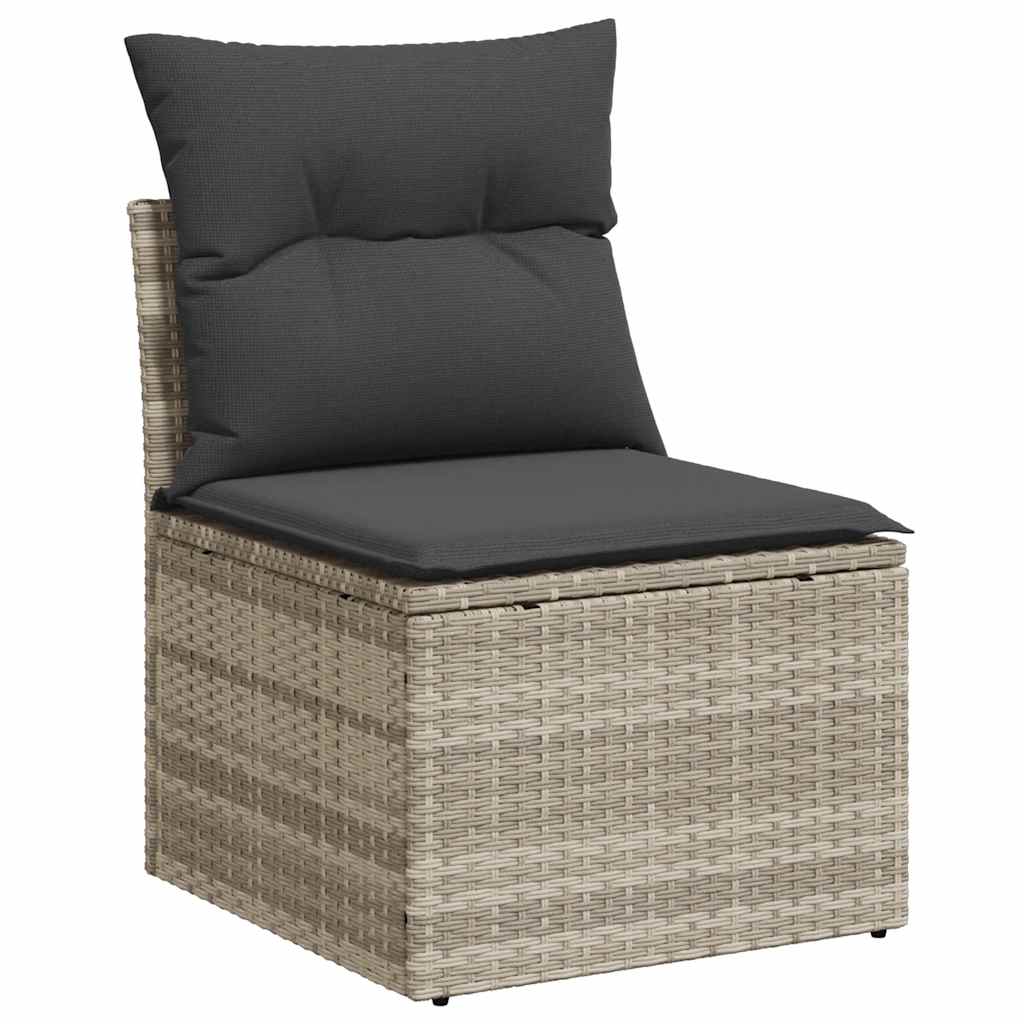 10-tlg. Garten-Sofagarnitur mit Kissen Schwarz Poly Rattan