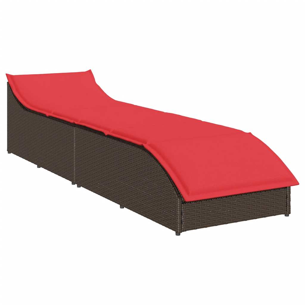 Klappliege mit Auflage und Stauraum Schwarz Poly-Rattan