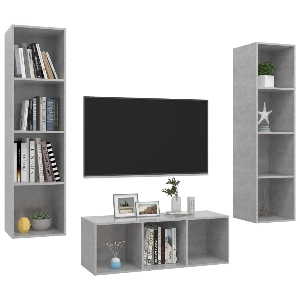3-tlg. TV-Schrank-Set Weiß Holzwerkstoff