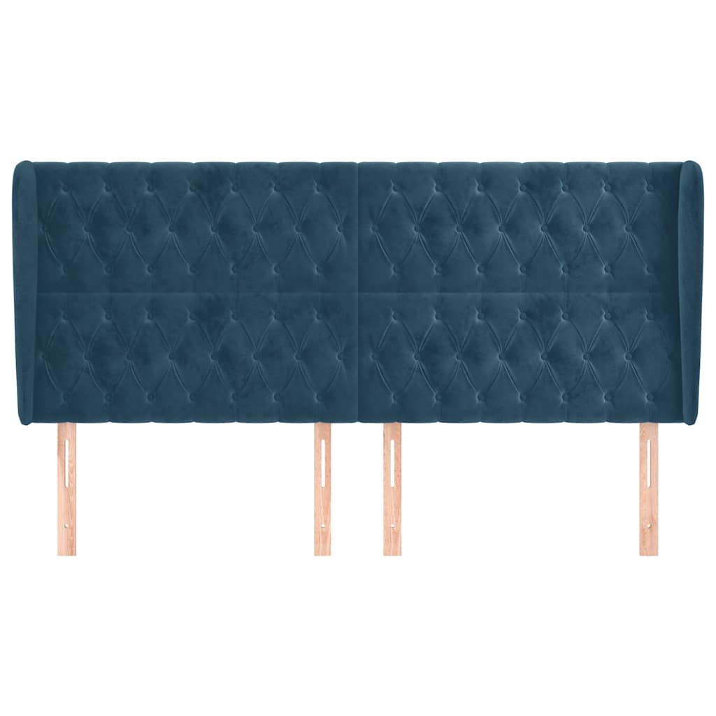 Kopfteil mit Ohren Dunkelblau 93x23x78/88 cm Samt