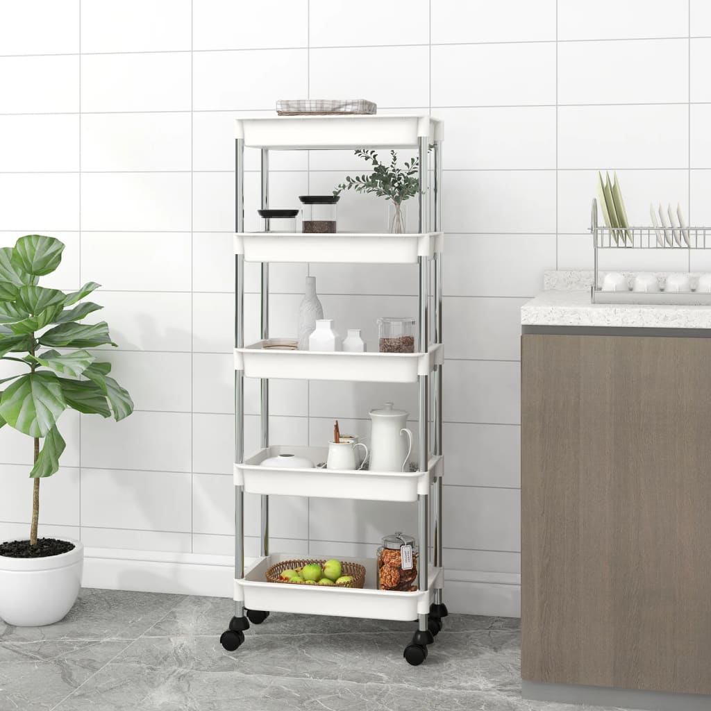 Küchenwagen 5 Etagen Türkis 42x29x128 cm Eisen und ABS
