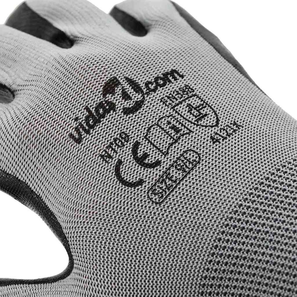Arbeitshandschuhe 12 pcs Grau und Schwarz 7 / S Polyester