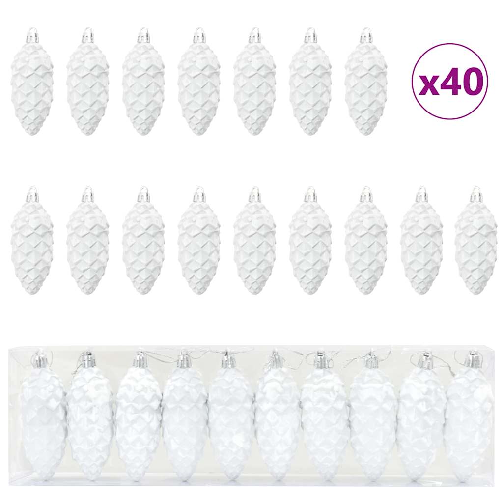 Weihnachts-Tannenzapfen Ball 40 pcs Silber Kunststoff
