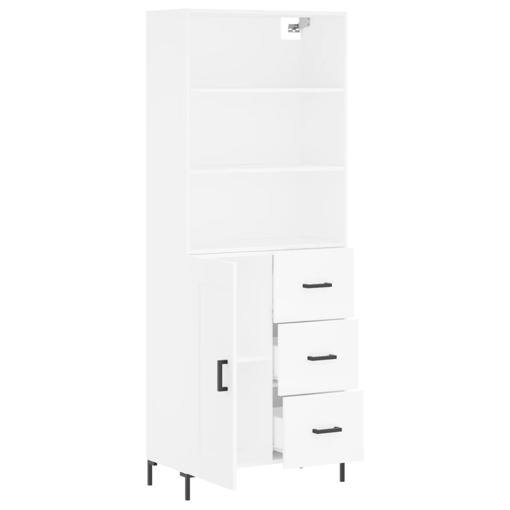 Highboard Hochglanz-Weiß 69,5x34x180 cm Holzwerkstoff