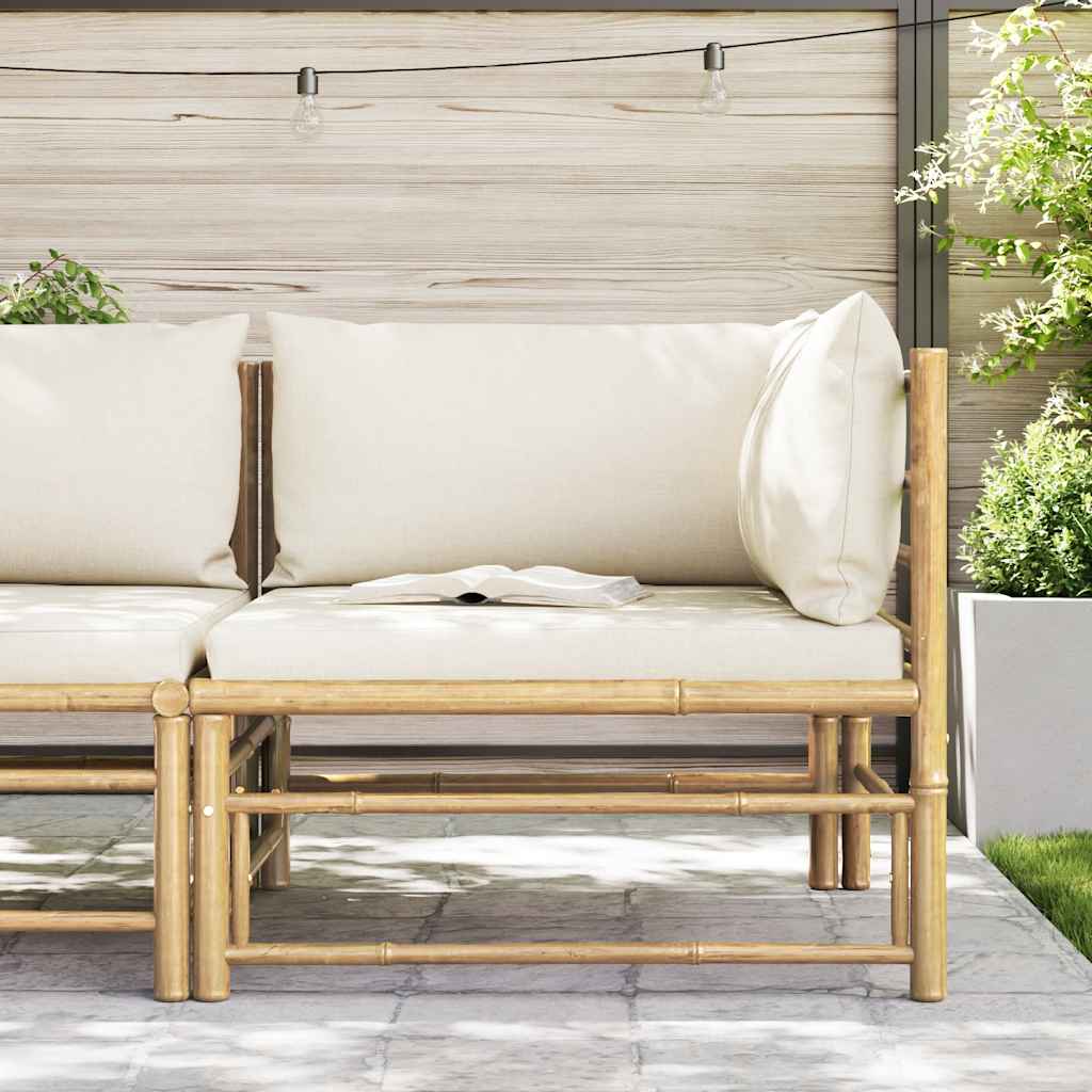 3-tlg. Garten-Lounge-Set mit Kissen Bambus