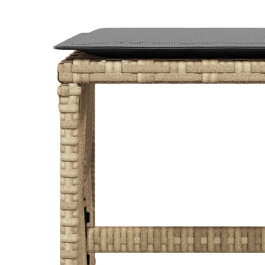 Gartenhocker mit Kissen 4 Stk. Schwarz 41x41x36 cm Poly Rattan