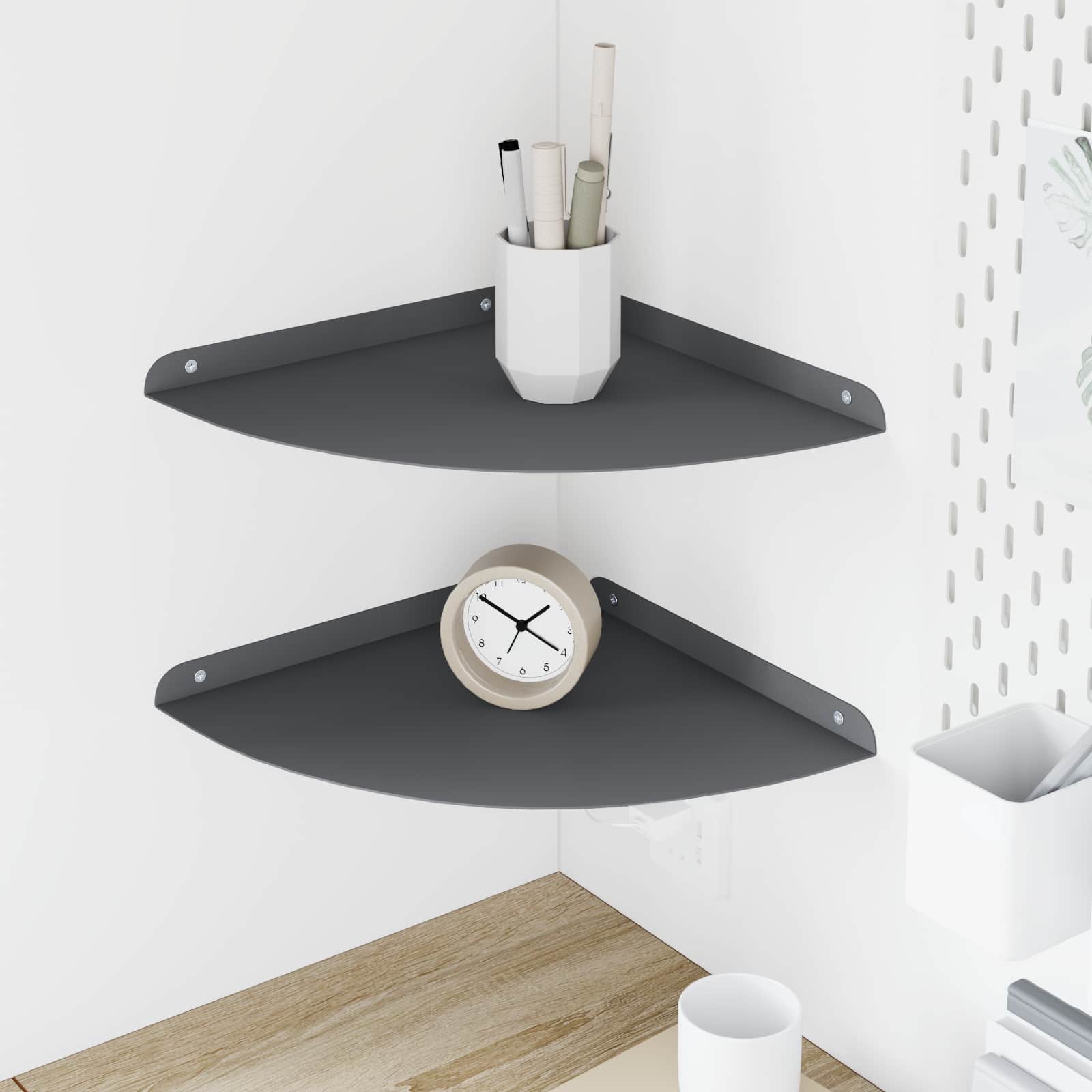 Schwebendes Regal mit Regal 2 pcs Schwarz 15 x 15 x 2 cm