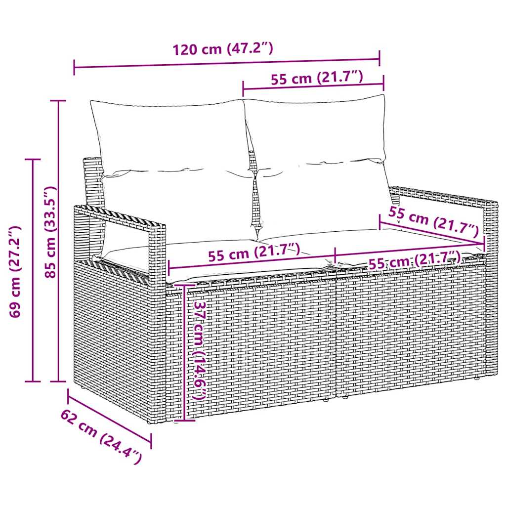 Garten Essgruppe mit Kissen 5 pcs Schwarz und Creme