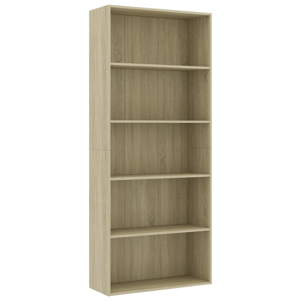 Bücherregal Schwarz Eichen-Optik 80x30x189 cm Holzwerkstoff