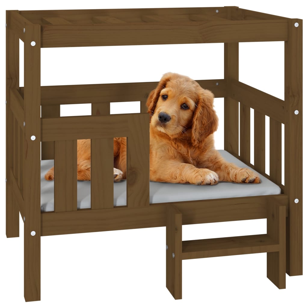 Hundebett Weiß 55,5x53,5x60 cm Massivholz Kiefer
