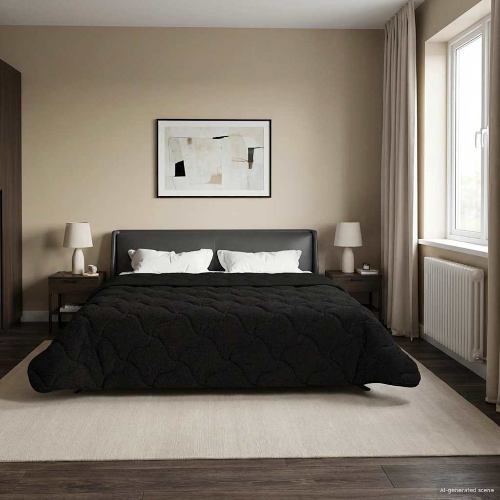 Sommerdecke Anthrazit 135 x 200 cm Mikrofaser und Teddy-Fleece