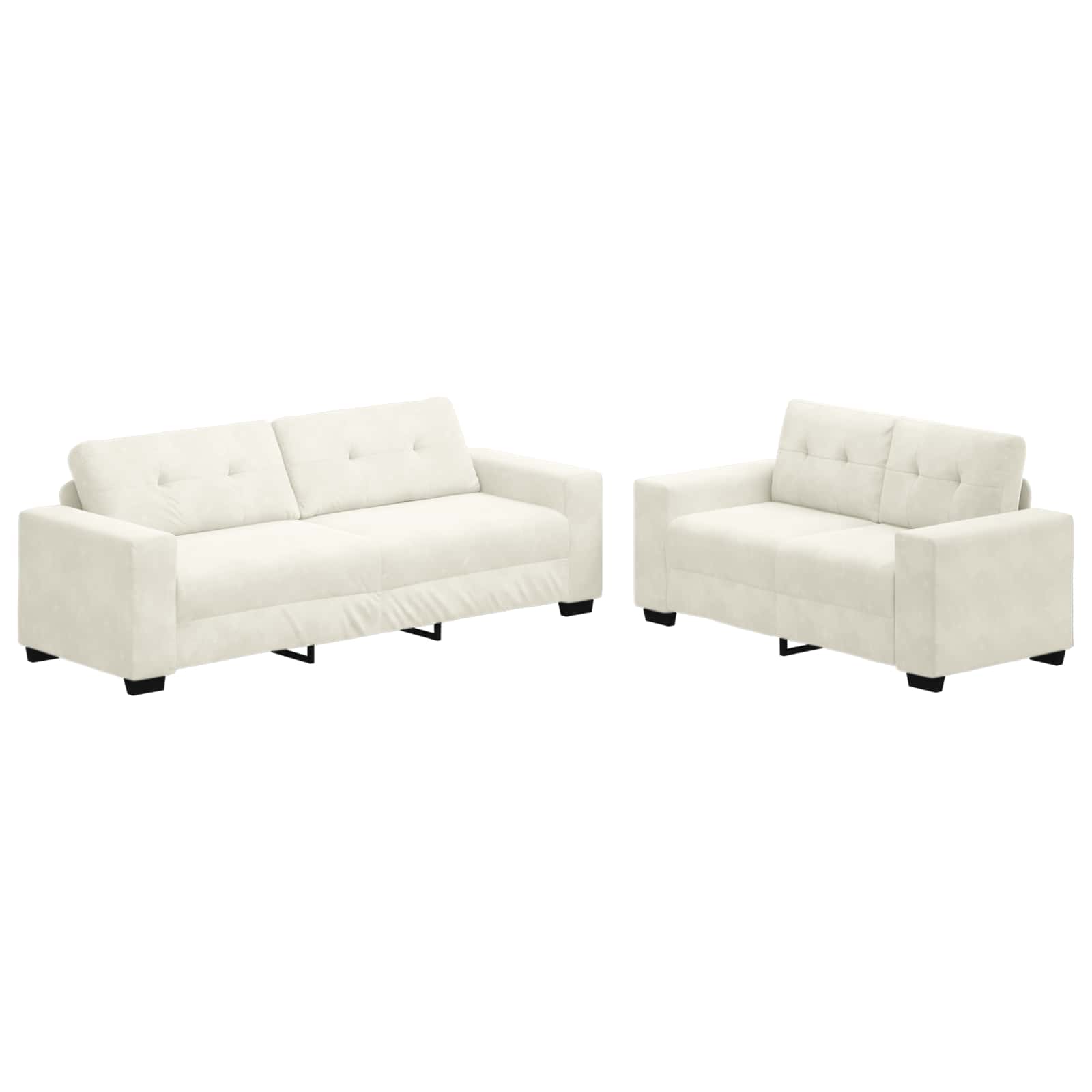 2-teiliges Sofa-Set mit Kissen, hellgrauer Samt