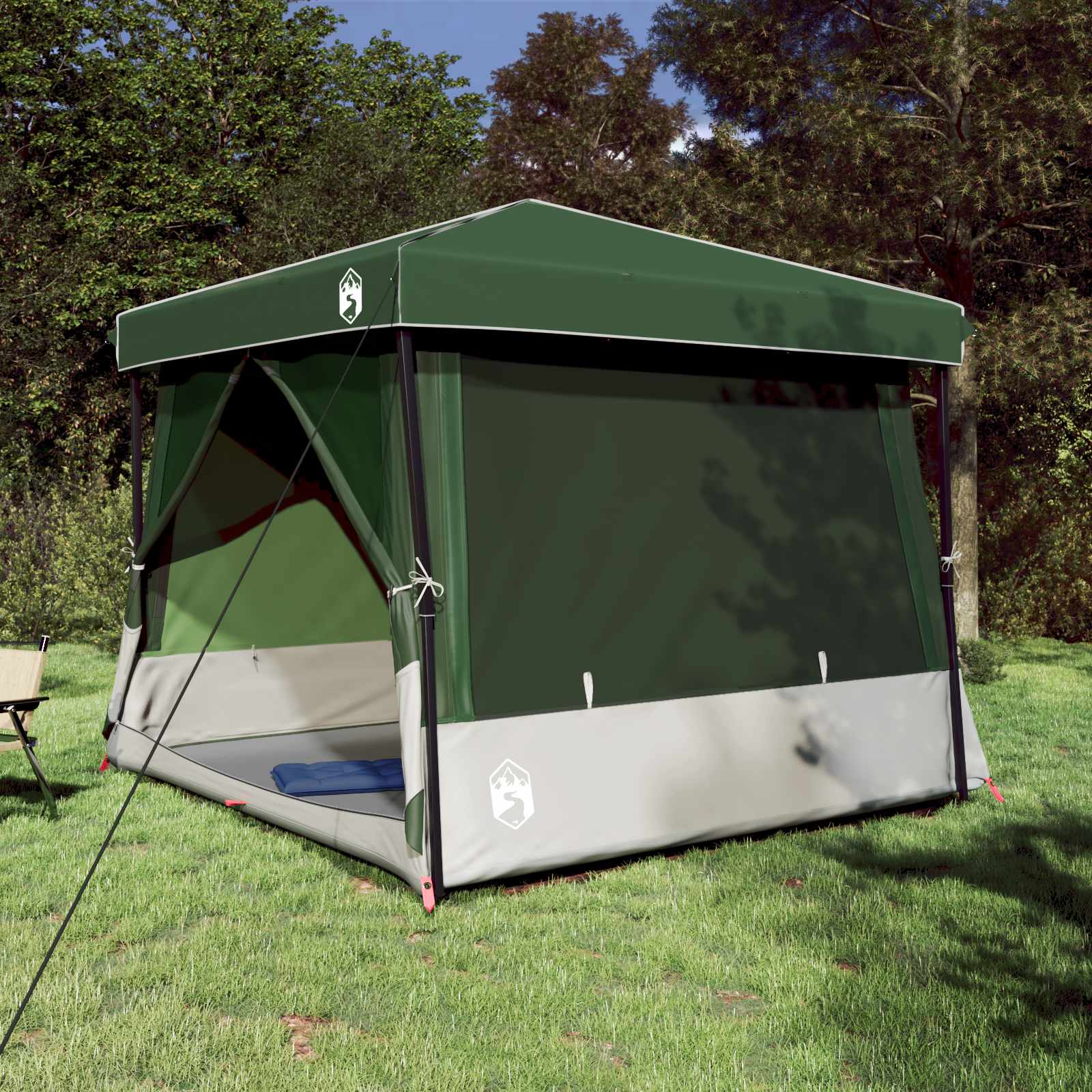 Camping-Zelt-Set mit Dach 2 pcs Blau Taffeta und Stoff