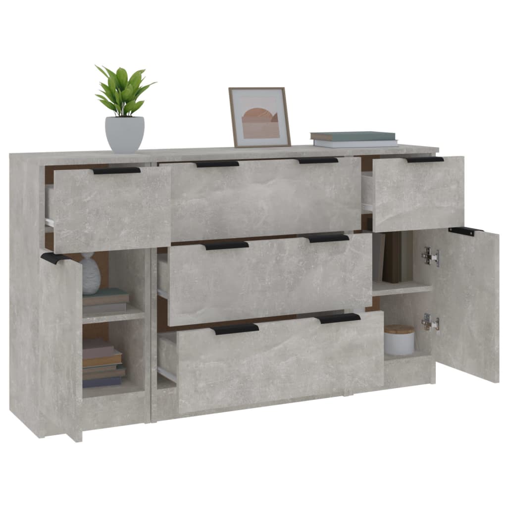 3-tlg. Sideboard-Set Weiß Holzwerkstoff