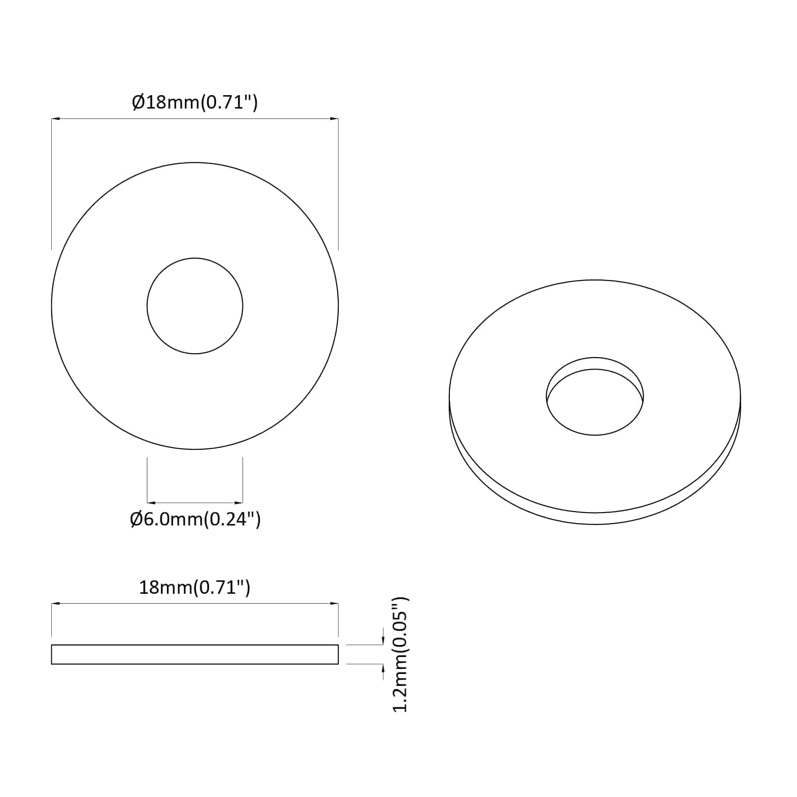 Unterlegscheiben 2 pcs Silber 10 x 10 x 1,2 mm Stahl