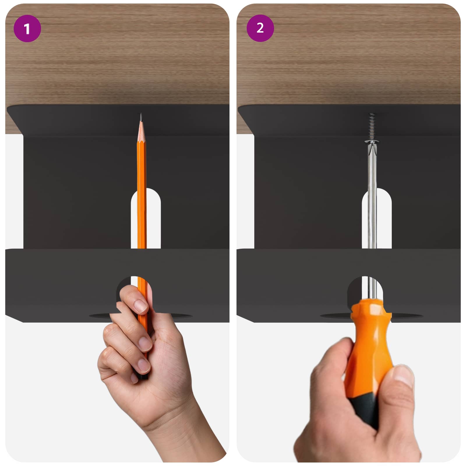 Unter dem Schreibtisch Kabelmanagement Tray 2 Stk. Anthrazit