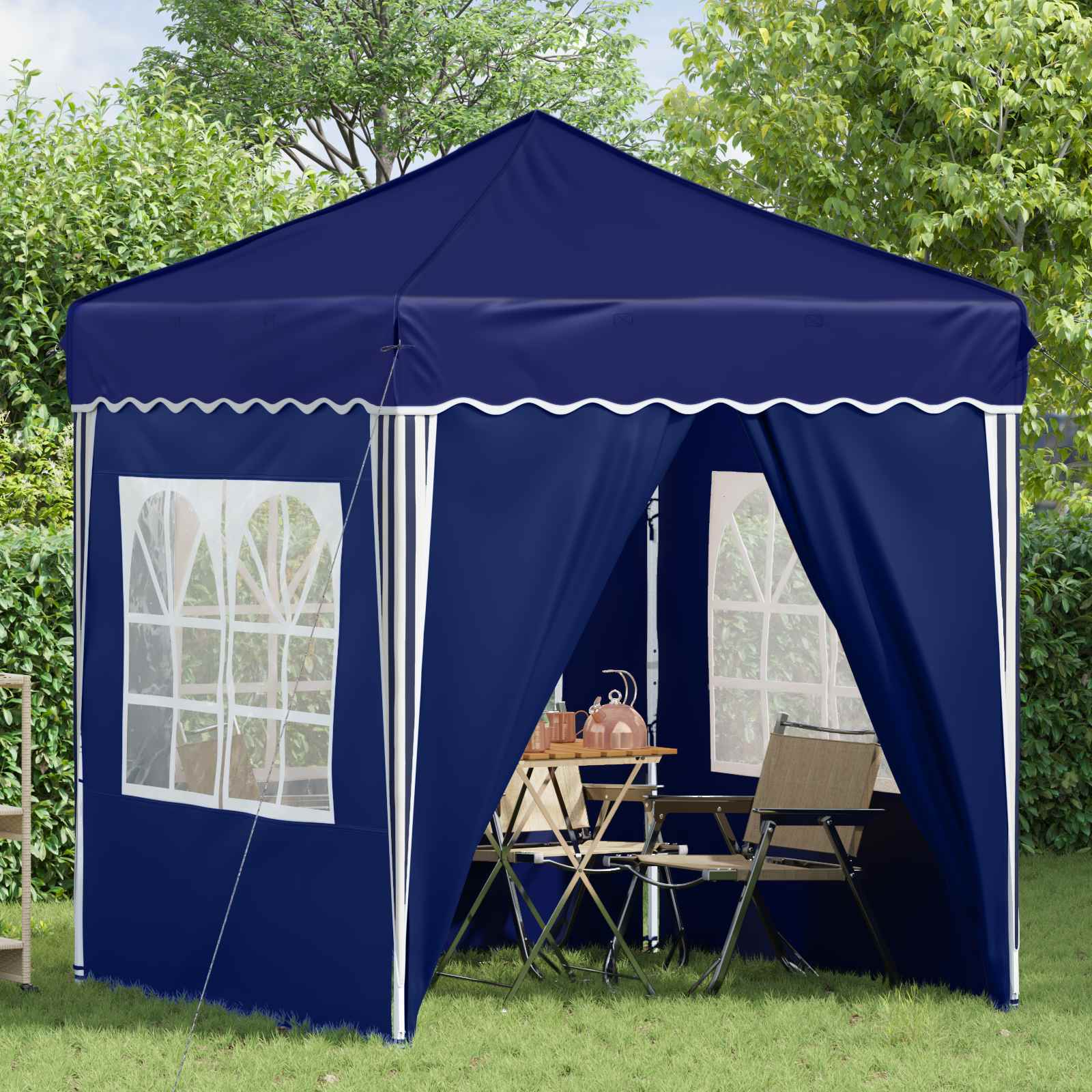 Pop-up Partyzelt 195 x 195 x 245 cm Creme Oxford-Stoff