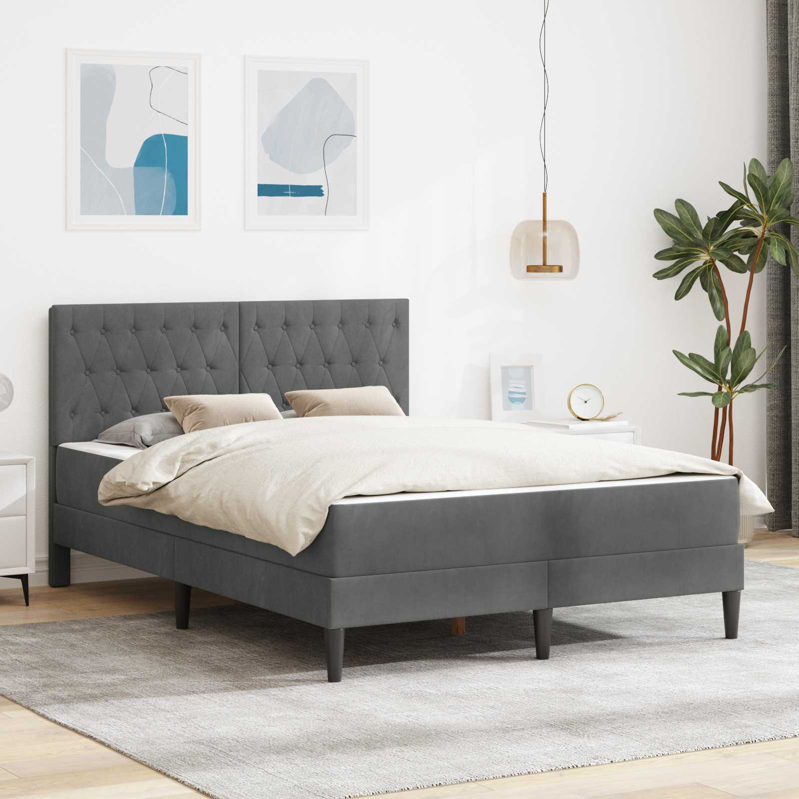 Bettgestell mit Matratze mit Kopfteil Hellgrau 80 x 200 cm Samt