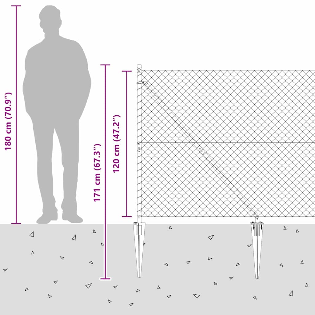 Outdoor Kettenglied-Zaun Erdfixierung 10 x 0,4 m Grün Netz